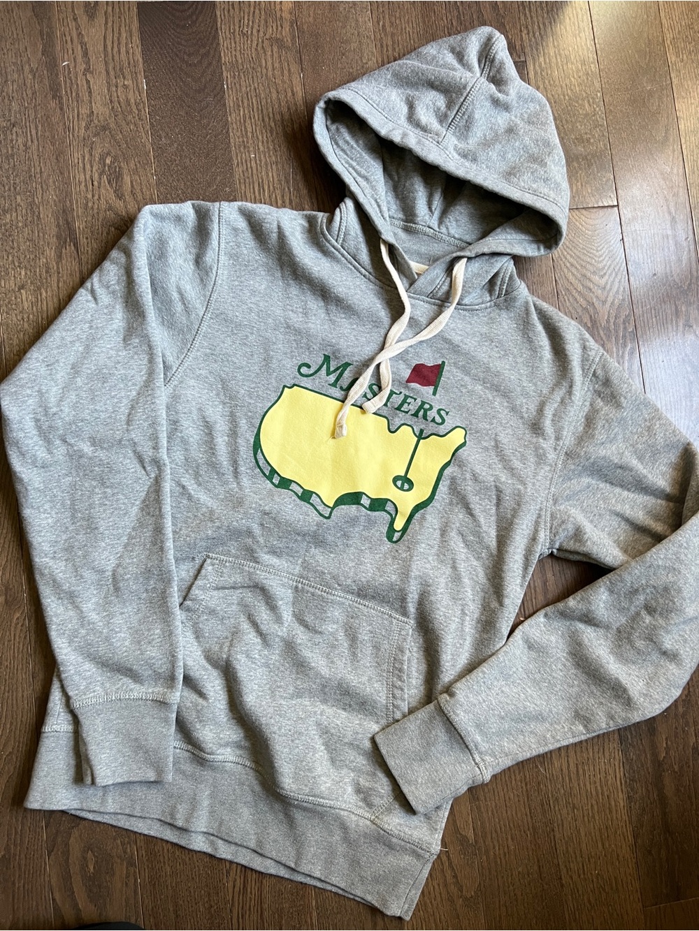 League Masters Logo Hoodie Sweatshirt Men's Gray Pullover size small